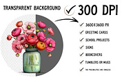 Watercolor Spring Mason Jar Clipart, an Illustration by Craft Nest (Thumbnail 2 of 11)