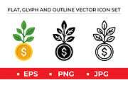 Money Growth Icon Set - 3 Styles, an Outline Icon by Artonix (Thumbnail 1 of 2)