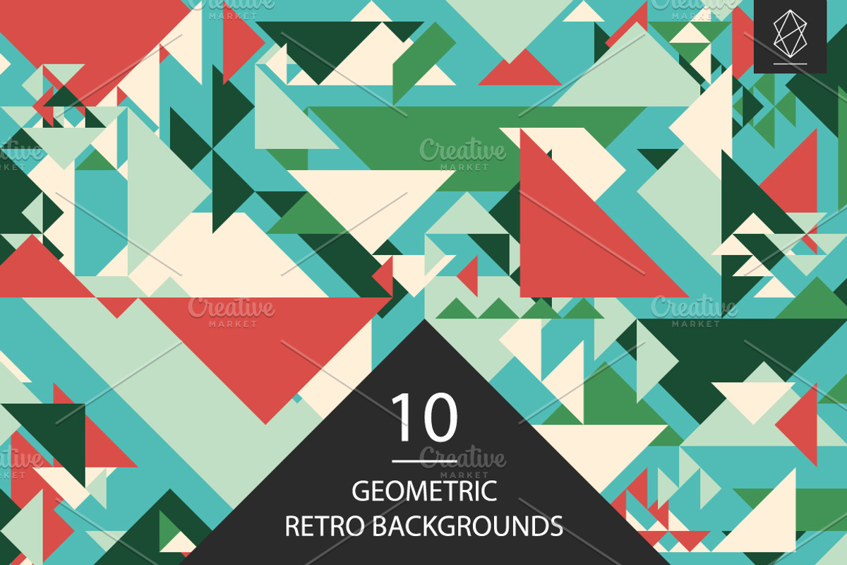 Geometric retro backgrounds, a Pattern Graphic by Yury Velikanov (Photo 1 of 11)