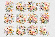 Watercolor Pastel Floral Clipart, an Illustration by DreamCafeArt (Thumbnail 4 of 6)