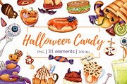 Cute Halloween candy Clipart PNG Se, a Food Illustration by Mespilia (Thumbnail 1 of 5)