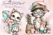 Whimsical Summer Cat Clipart, an Illustration by SVGArt (Thumbnail 1 of 9)