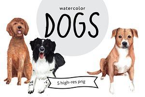 Watercolor Dogs Set