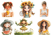Whimsical Summer Girl Clipart, an Illustration by Designworld (Thumbnail 2 of 5)