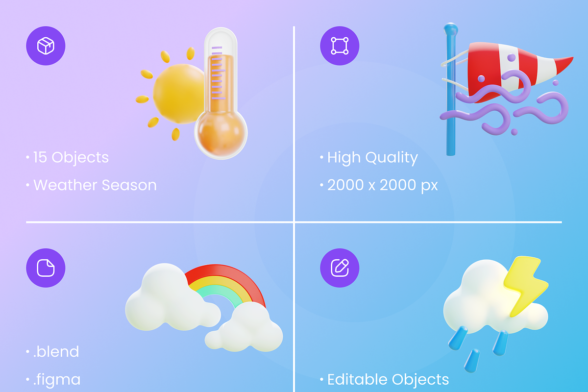 Weather 3D Illustration, an Environmental 3D Model by Vektora Studio (Photo 2 of 6)