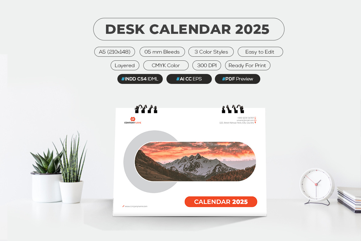 A5 Desk Calendar 2025, a Stationery Template by MstArtwork (Photo 5 of 5)