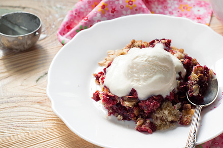 Homemade berry crumble featuring above, baked, and berry, a Food & Drink Photo by Nadia-nb