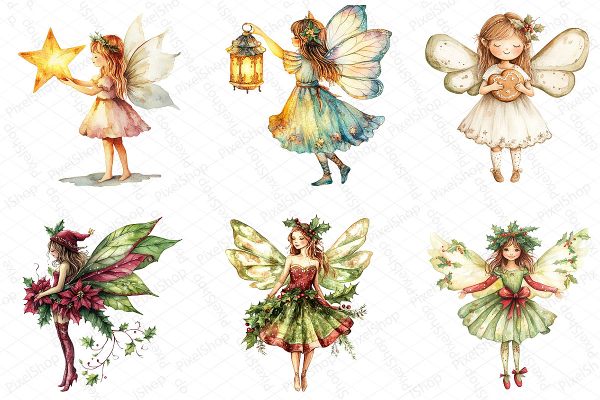 Fantasy Christmas Fairy Clipart, an Illustration by DreamPrint404 (Photo 5 of 6)