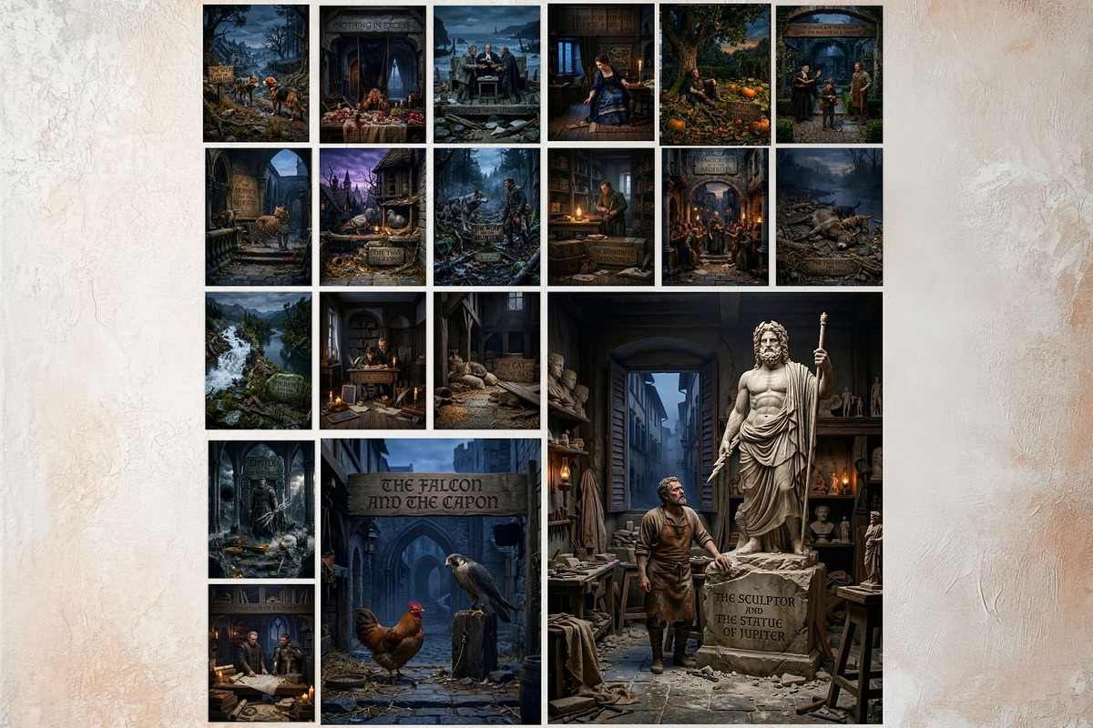 Jean de La Fontaine Fables Papers V2, an Education Illustration by ThatsDesignArt (Photo 5 of 16)