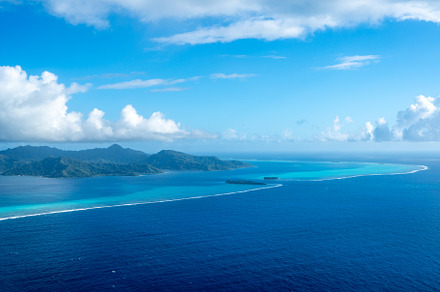 Aerial view of Tahaa island, French Polynesia, with turquoise la, a Nature Photo by GoodGoods