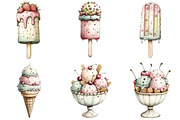 Whimsical Summer Ice Cream Clipart, an Illustration by DreamPrint404 (Thumbnail 2 of 6)