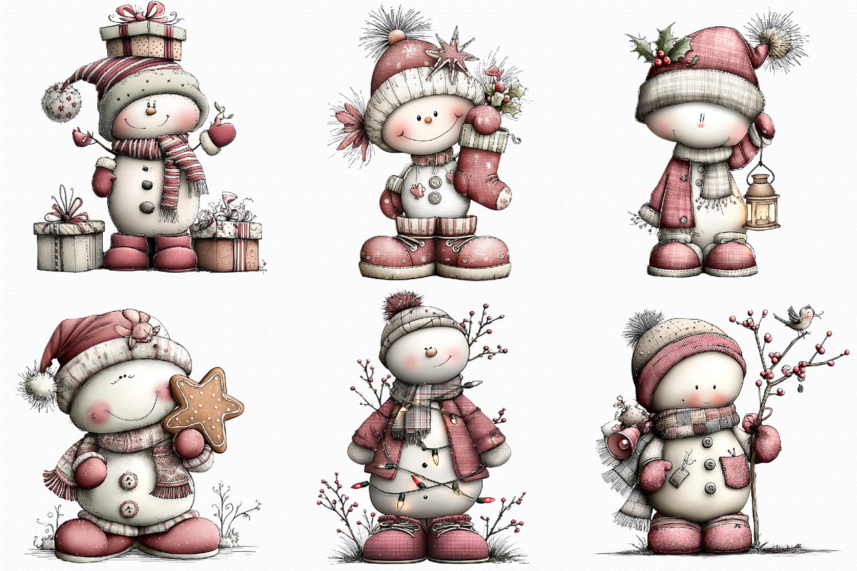 Whimsical Snowman Clipart, an Illustration by Libby Wishes (Photo 8 of 8)