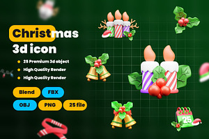 Christmas 3d Illustration Icon Pack