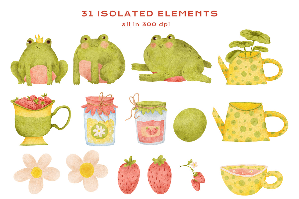 Strawberry Frogs Tea Jam Party PNG, an Animal Illustration by Rabbit Heart (Photo 2 of 7)
