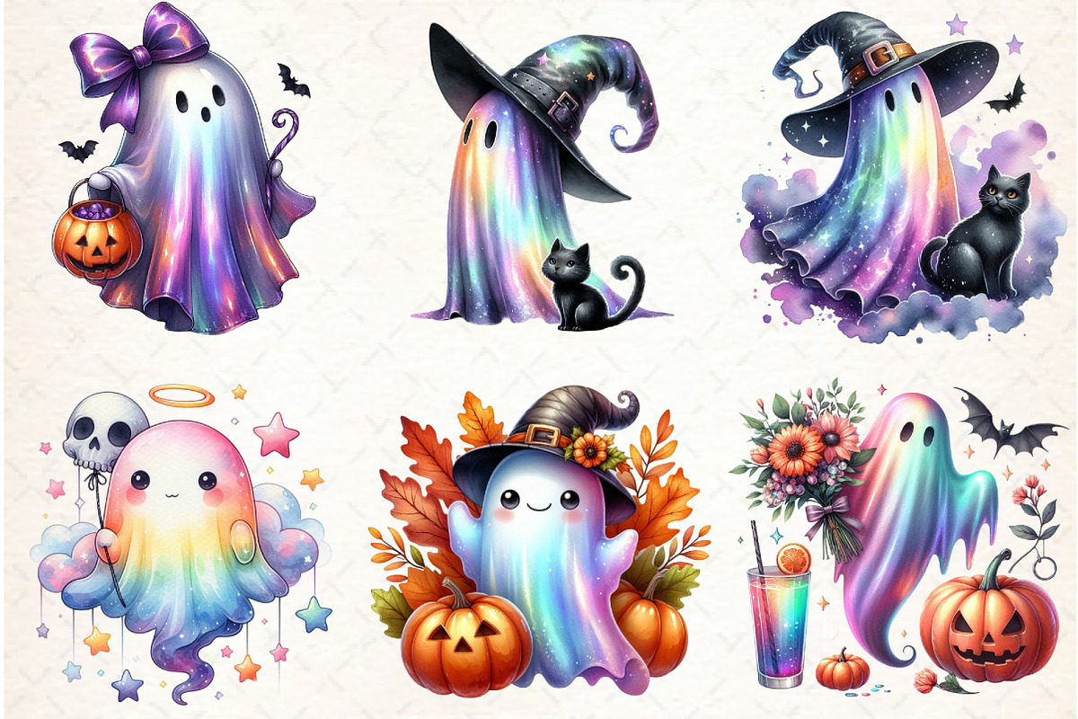 Halloween Iridescent Ghost Bundle Pn, an Illustration by Libby Wishes (Photo 2 of 4)