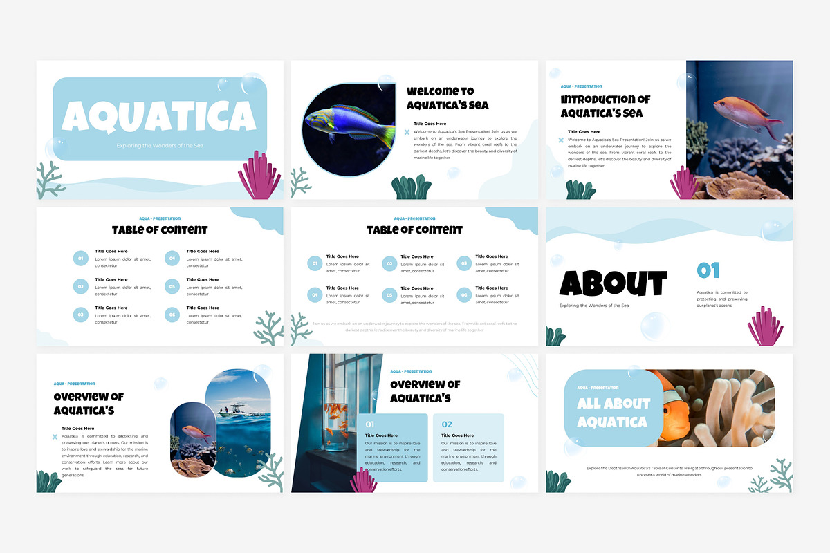 Aquatica - Cute Powerpoint Template, a Presentation Template by Eklip Studio (Photo 2 of 5)