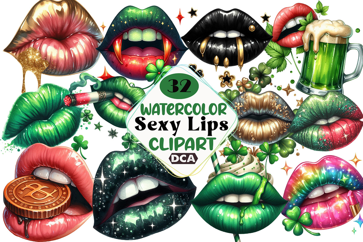 Sexy Lips Patrick's Day Sublimation, an Illustration by DreamCafeArt (Photo 1 of 4)