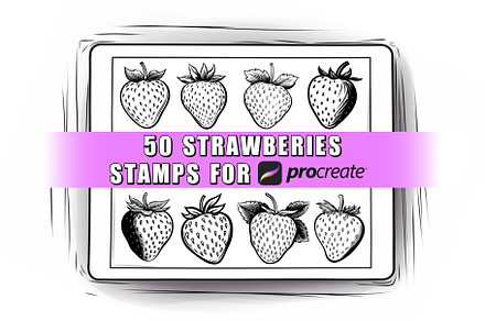 50 Strawberry Procreate Stamps Brush