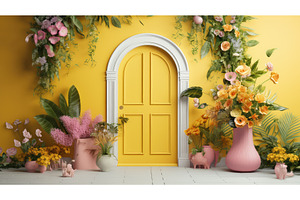 vintage yellow door ai generated, an Arts & Entertainment Photo by pikepicture