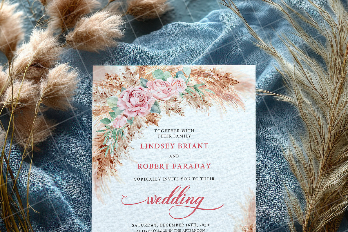 Blue 5x7 Invitation card mockup PSD, an Advertising Mockup by Blush Roses Print (Photo 3 of 8)