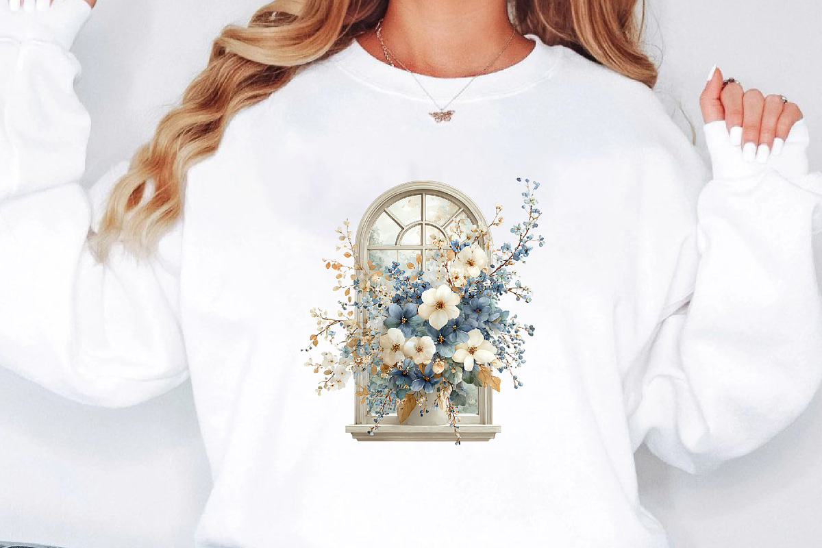 Cream and Blue Flowers Clipart, an Illustration by Designworld (Photo 6 of 8)