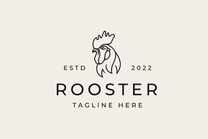 Vintage Line Art Rooster Head Logo