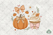 Cute Autumn Cupcake & Pumpkin PNG, an Illustration by Craft Nest (Thumbnail 1 of 6)