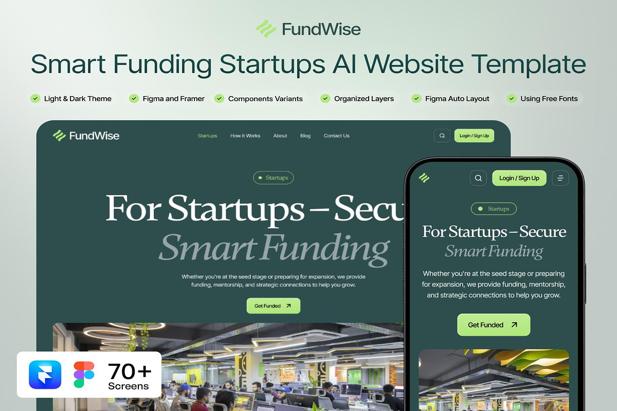 FundWise - Smart Funding Startups AI, an UI Kit Template by Creative Perspective (Photo 1 of 8)