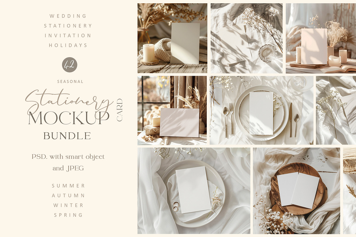 Seasonal Stationery Card Mockups., a Product Mockup by Designwork (Photo 1 of 11)