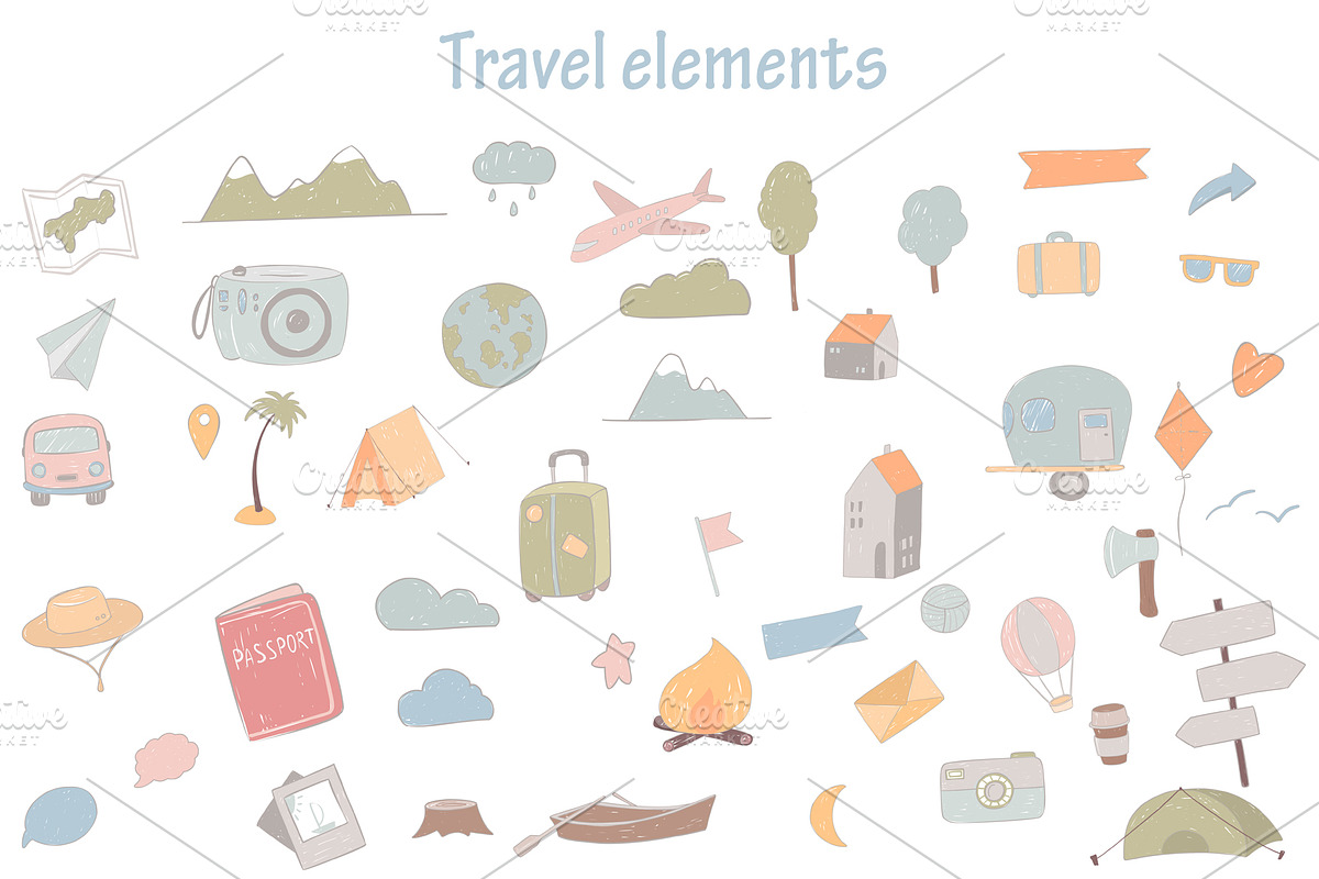 Big travel set Vector clipart, an Animal Illustration by SketchCliparts (Photo 2 of 6)