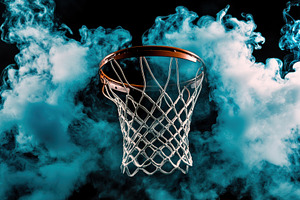 Basketball Hoop in Smoke, a Sports & Recreation Photo by Virgo Studio