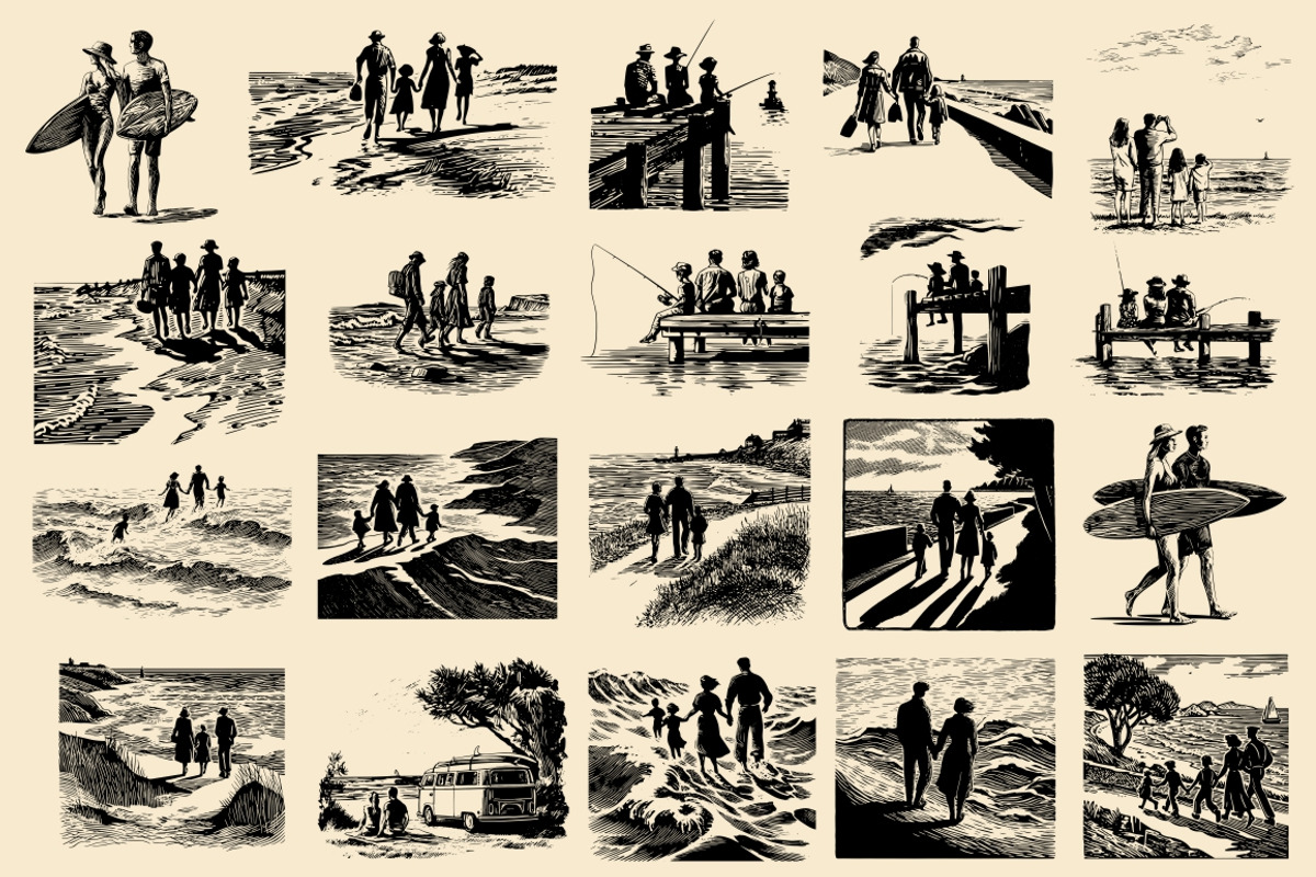 Vintage Coastal Travel Illustrations, an Object Illustration by Nocturnal Wolf (Photo 6 of 27)