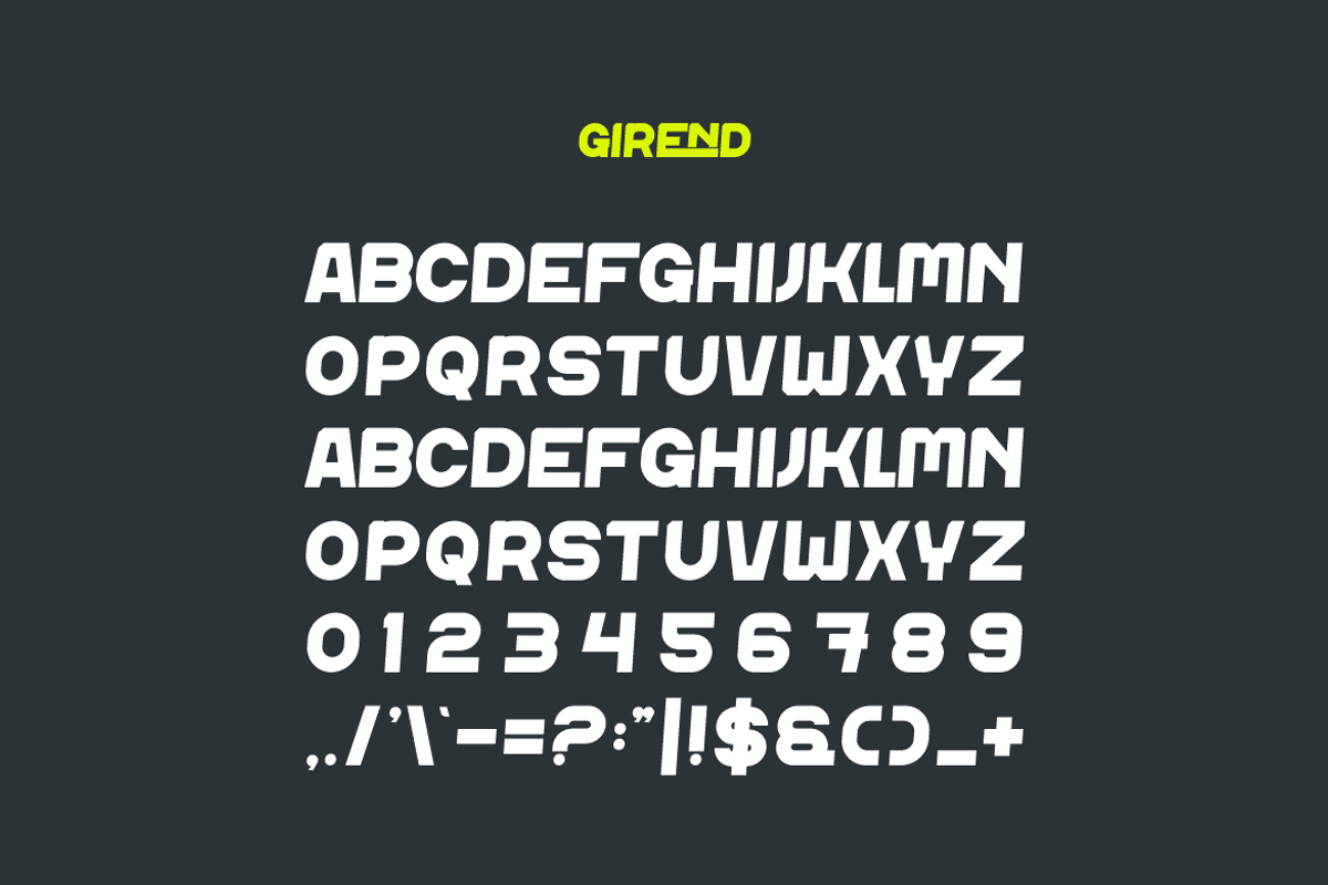 Girend - Condensed Font, a Sans Serif Font by Iqsiart Studio (Photo 3 of 7)