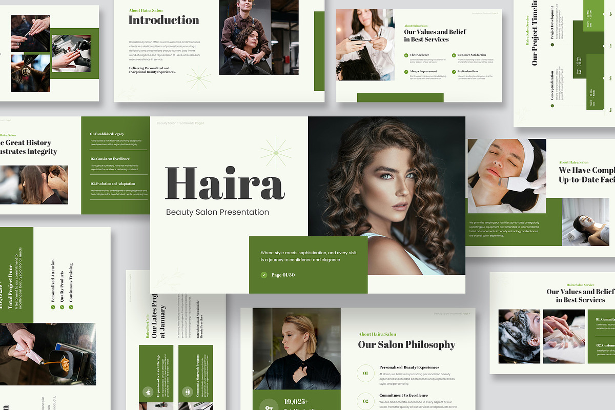 Haira Beauty Salon Google Slides, a Presentation Template by kerismaker (Photo 1 of 10)