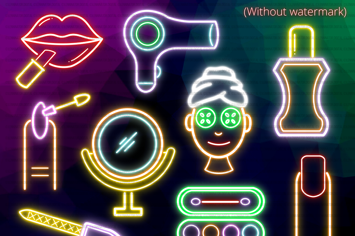 Neon Beauty Products Clipart PNG, a Decorative Illustration by Lenninator Digital (Photo 2 of 5)