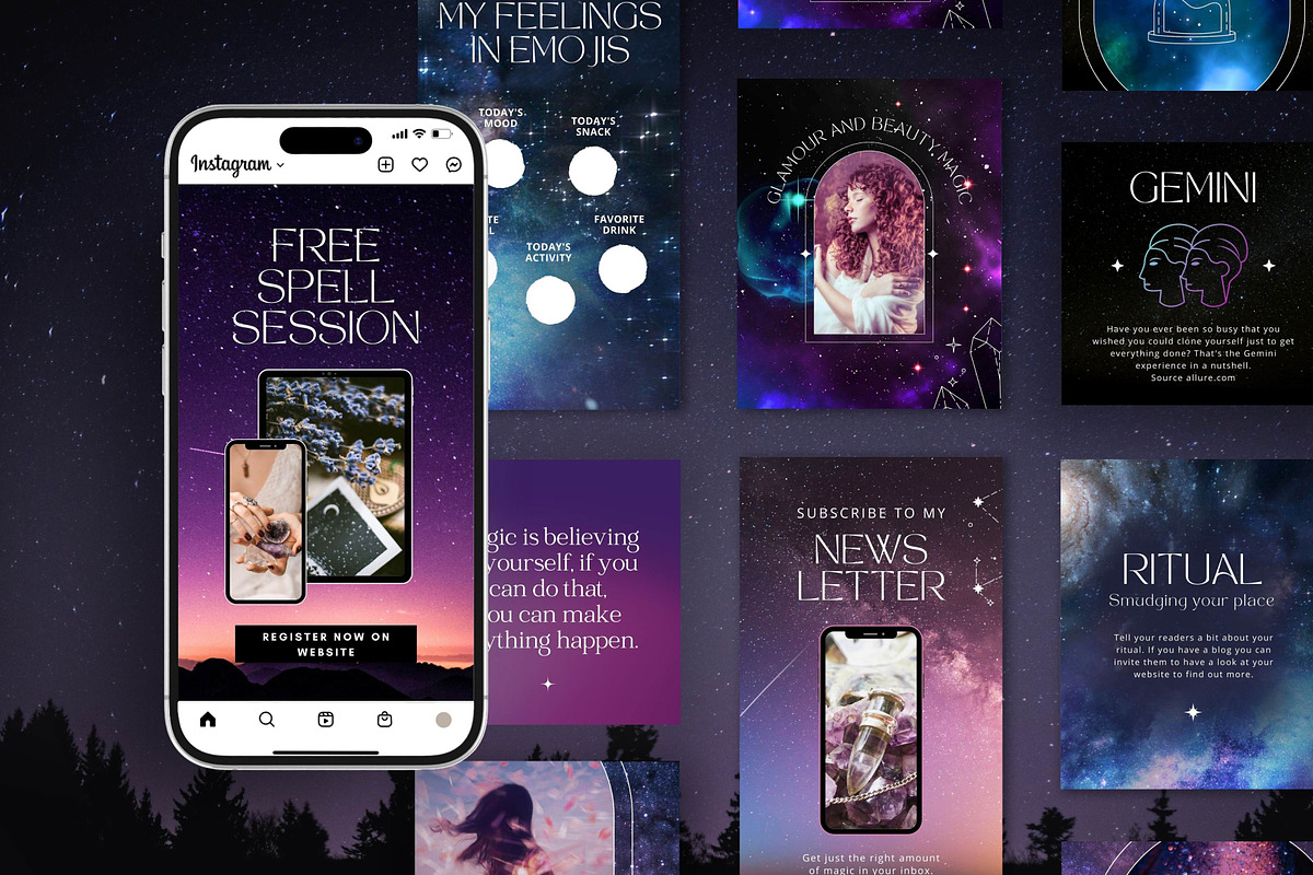 Galaxy Instagram Templates for Canva, a Social Media Template by DeeBeeDesign (Photo 1 of 9)