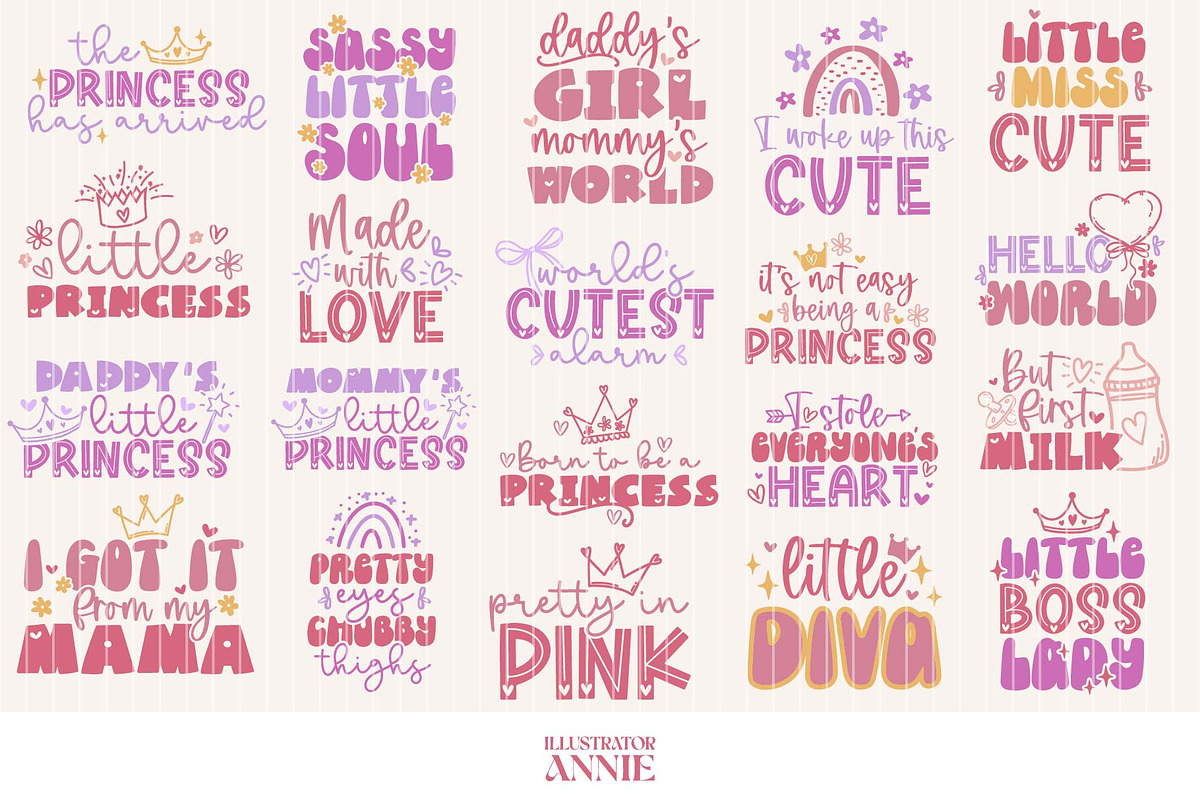 Baby Girl SVG Quote Bundle, an Object Graphic by IllustratorAnnie (Photo 2 of 8)