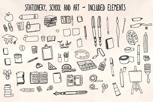 68 Stationery, School + Art Vectors