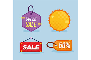 sale commercial four tags, an Object Illustration by studiogstock