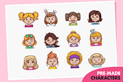 Cartoon Girl Avatar Creation Kit, a Person Illustration by wowu (Thumbnail 2 of 8)
