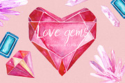 Hearts gems. Valentine clipart, an Illustration by LABFcreations (Thumbnail 2 of 9)