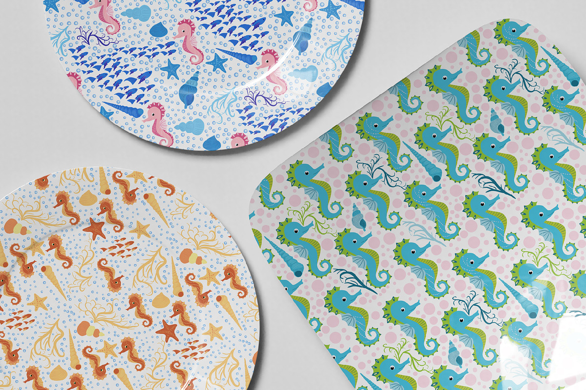 Seahorse Seamless Patterns, a Pattern Graphic by Michiru13 (Photo 4 of 23)