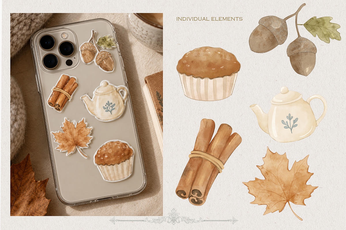 Cozy Autumn Cottagecore collection, a Seasonal Illustration by AlenaVlasko stock Market (Photo 5 of 6)