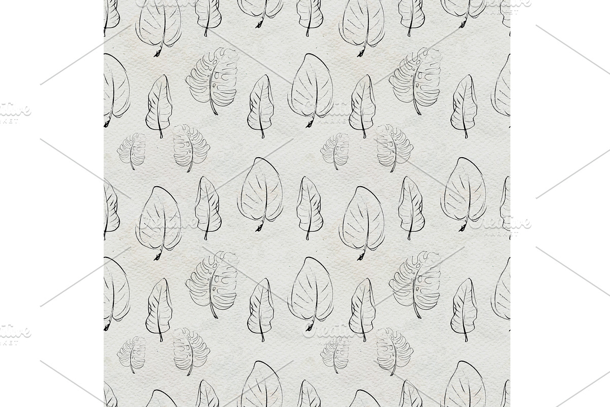 Black and white graphic tropical, a Pattern Graphic by Alena Stoyko design