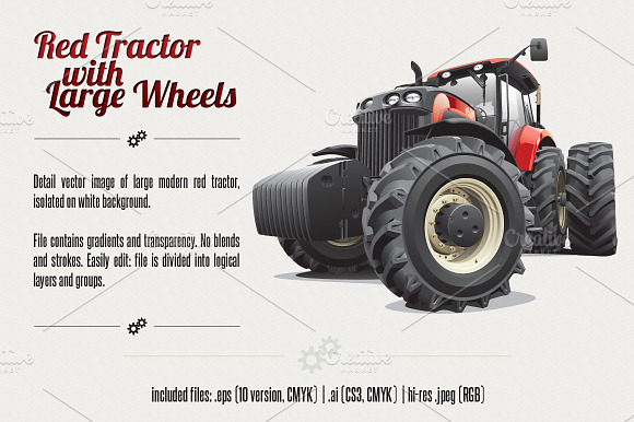 Red Tractor with Large Wheels preview 2