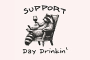 Raccoon with Wine, Day Drinking Art, an Illustration by SharpMarketplace (Thumbnail 1 of 9)