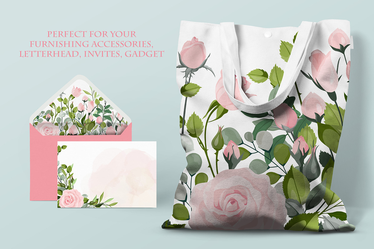 Watercolor Pink Roses Vector Set, a Decorative Illustration by FourLeafLover (Photo 9 of 10)