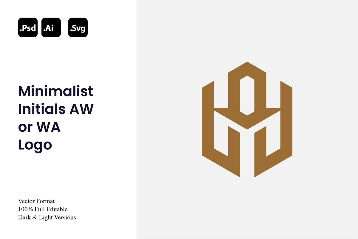 Minimalist Initials AW or WA Logo, a Branding & Logo Template by Luxury Logos (Photo 1 of 4)