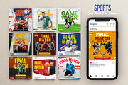 Sports Social Media post Template, a Social Media Template by Pixeness Studio (Thumbnail 1 of 2)