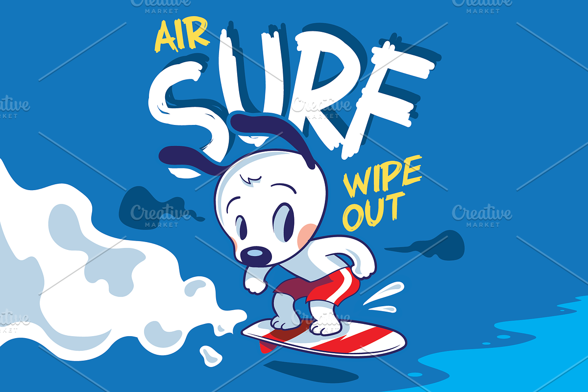 Cute & Funny Vector Surfer Animal, an Animal Illustration by Garden Project